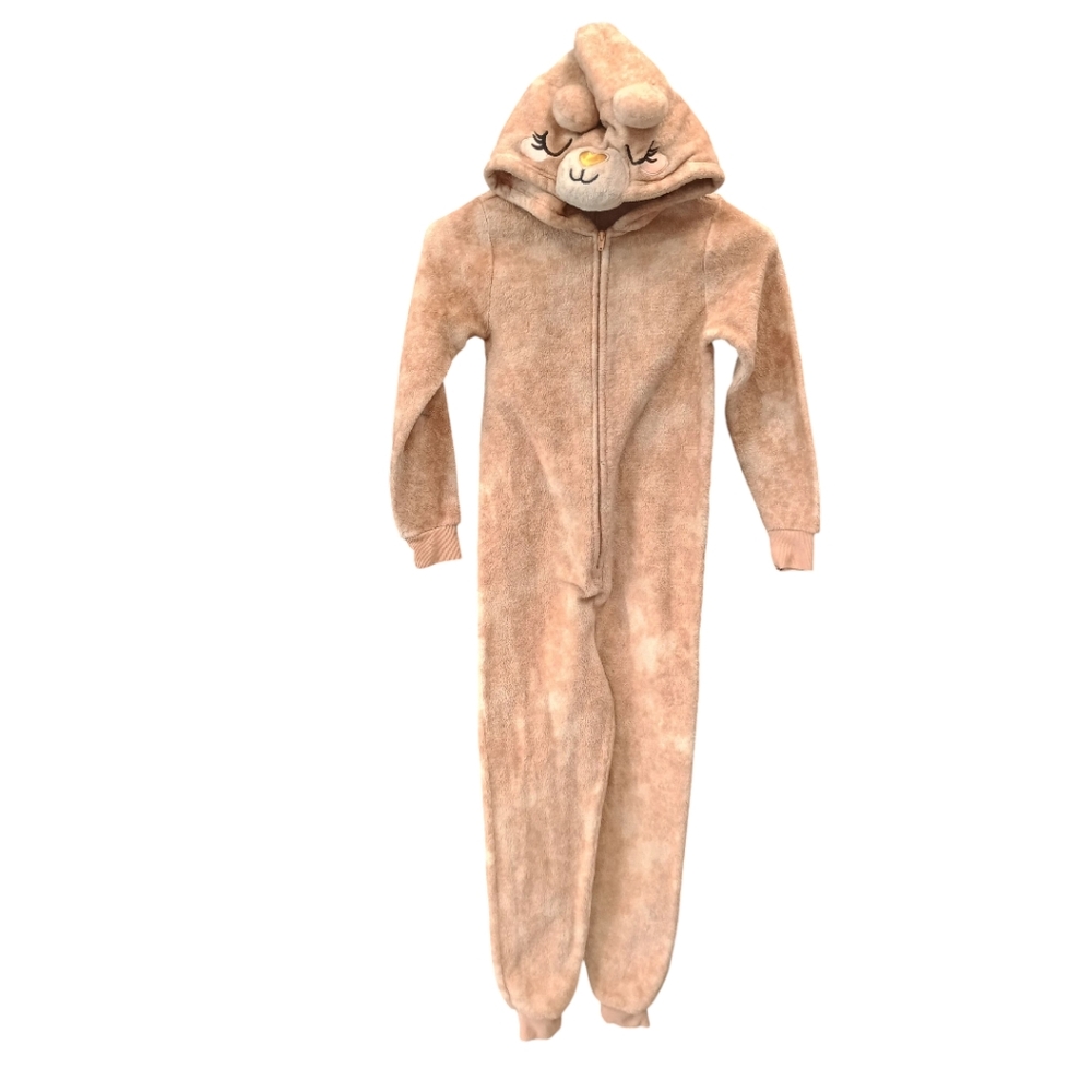 Dots And Dreams Teddy Bear Adorable Tan Kids Footless Pajamas Halloween Costume
